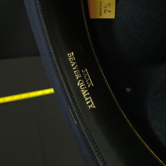 Beaver Quality XXXX Straw Oval Officer Troper Hat Men Black Brimmed Fedora 7 5/8 - Picture 8 of 9